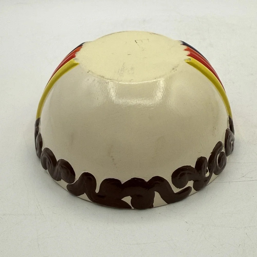 Vintage Hand Painted Ceramic Egg Rainbow Spring Flowers‎ Trinket Box Candy Dish